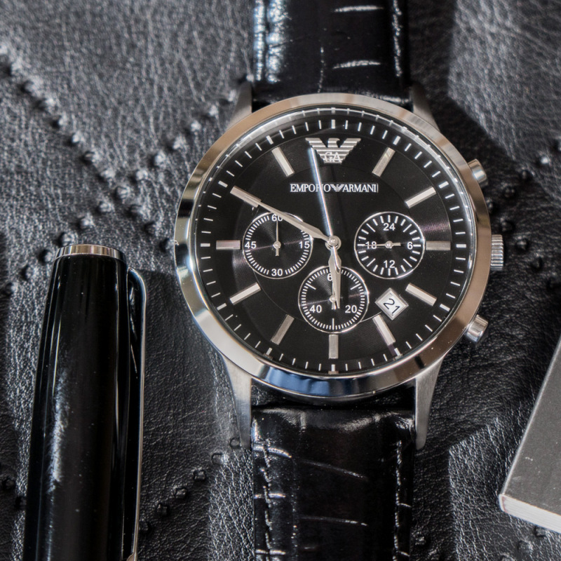 阿玛尼(emporioarmani)手表男三眼计时多功能商务礼物防水电子石英男