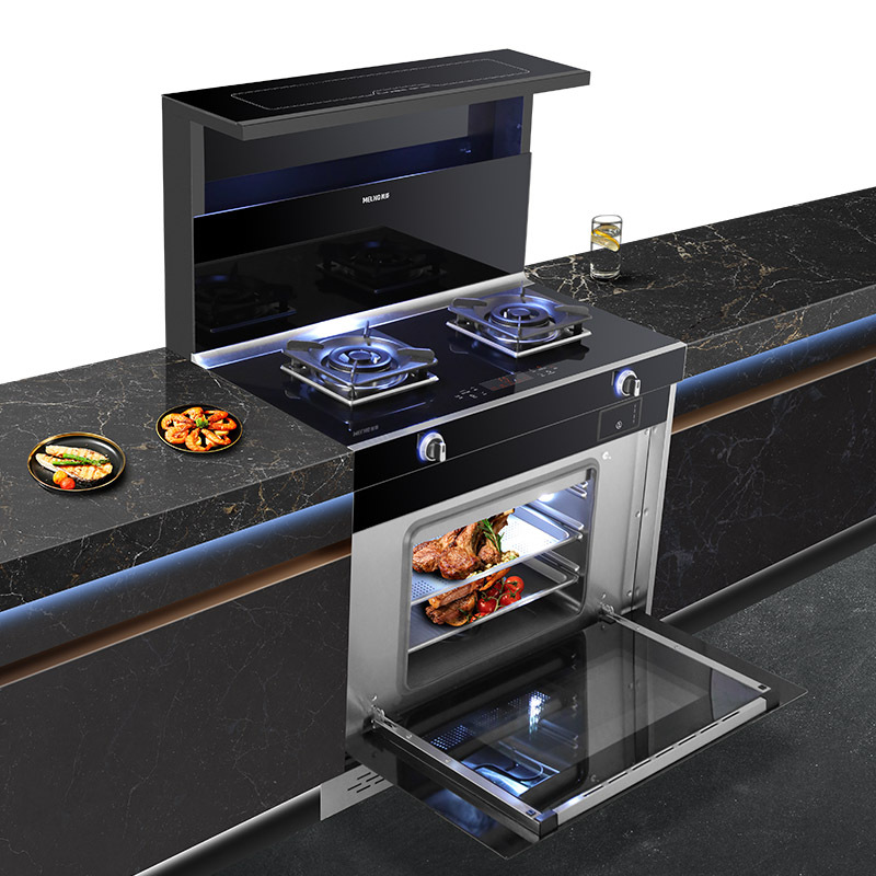 [新品]美菱(meiling)蒸烤炸一体集成灶防爆钢化玻璃家用一体灶 jjzy