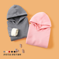 猫人秋冬加绒男童女童时尚撞色儿童运动休闲加绒卫衣
