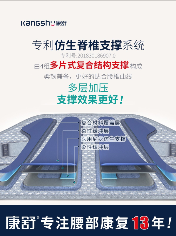 康舒钢板护腰带腰椎间盘突出腰肌劳损医用固定腰椎腰围腰托高清大图