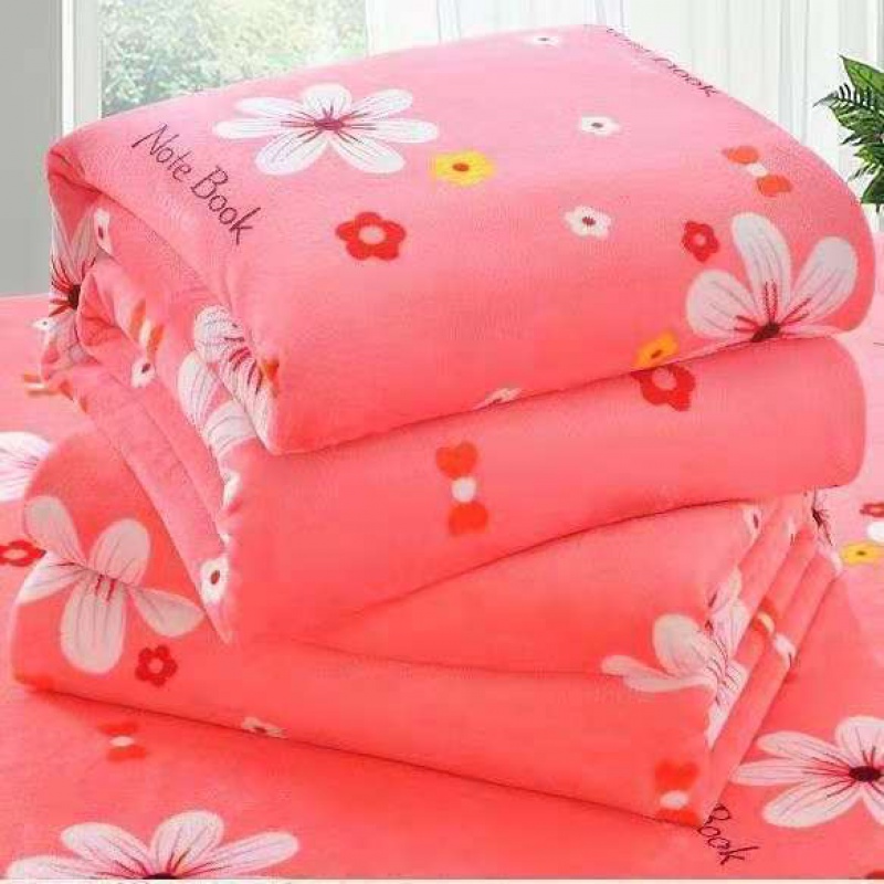 盖毯法兰绒毛毯四季毯冬季保暖宿舍单双人轻薄床单 180*200cm1.2斤送香包一袋 浪漫花语