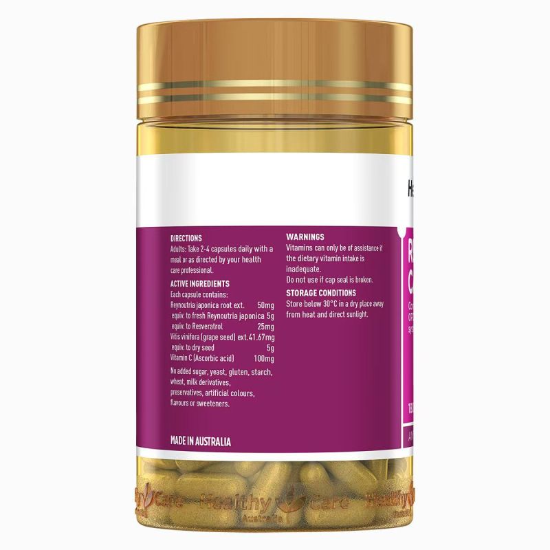 Healthy Care hc白藜芦醇胶囊葡萄籽花青素180粒装高清大图