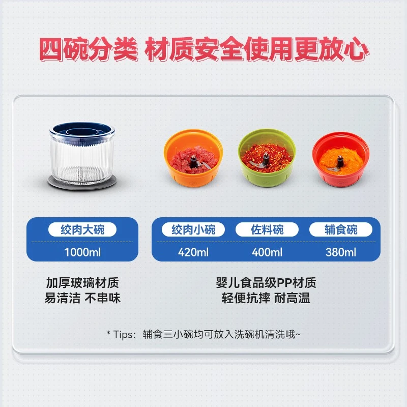 摩飞电器(Morphyrichards)套娃料理机 家用绞肉机 MR9405 轻奢蓝 1L高清大图