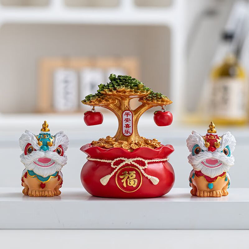 维诺亚新品国潮醒狮摆件乔迁新居开业送礼公司醒狮摆件客厅玄关摆件高清大图