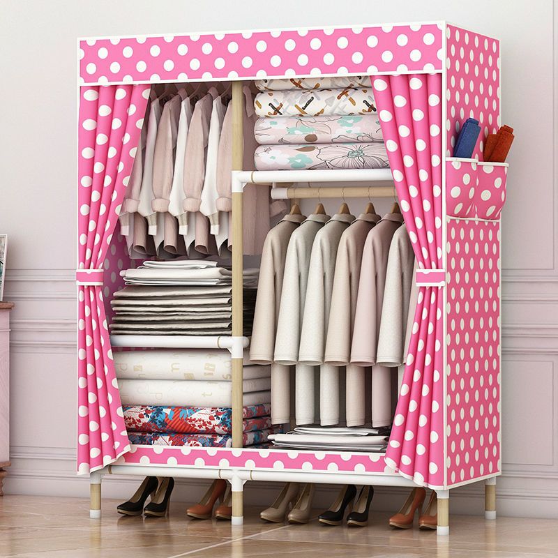 布衣柜简易组装实木衣橱衣物收纳柜架柜子家用卧室家具棕色星辰65a款