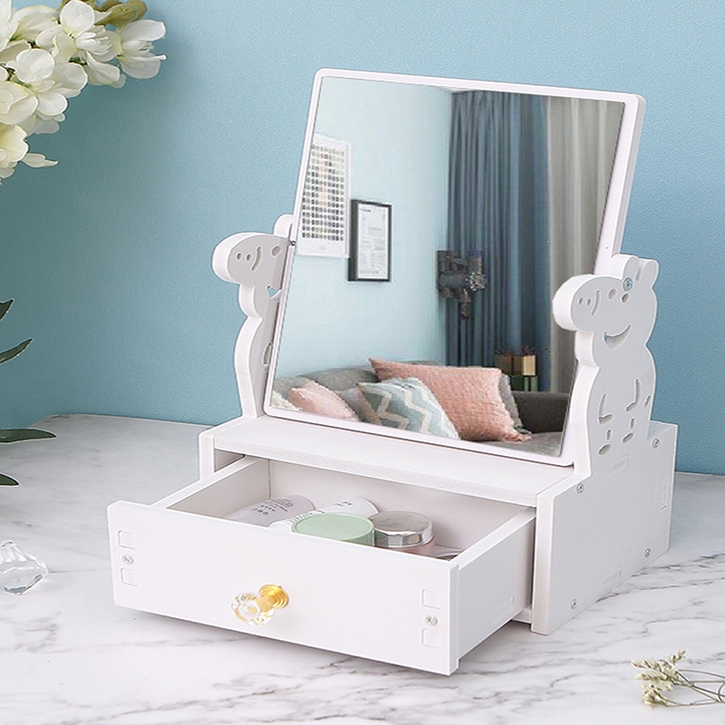 镜子桌面化妆镜台式便携随身大号卡通公主美容宿舍学生梳妆镜网红