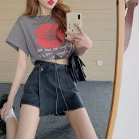不规则设计感牛仔裤裙女春季胖mm新款大码高腰显瘦包臀A字短裙子 黑灰色 优质版 S [建议80-95斤]