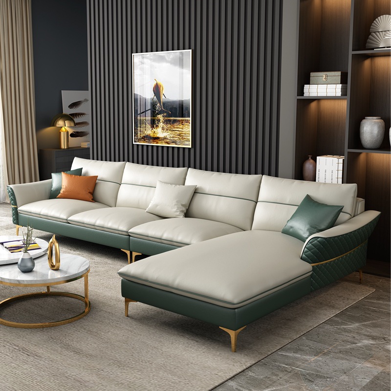 l型实木皮艺沙发