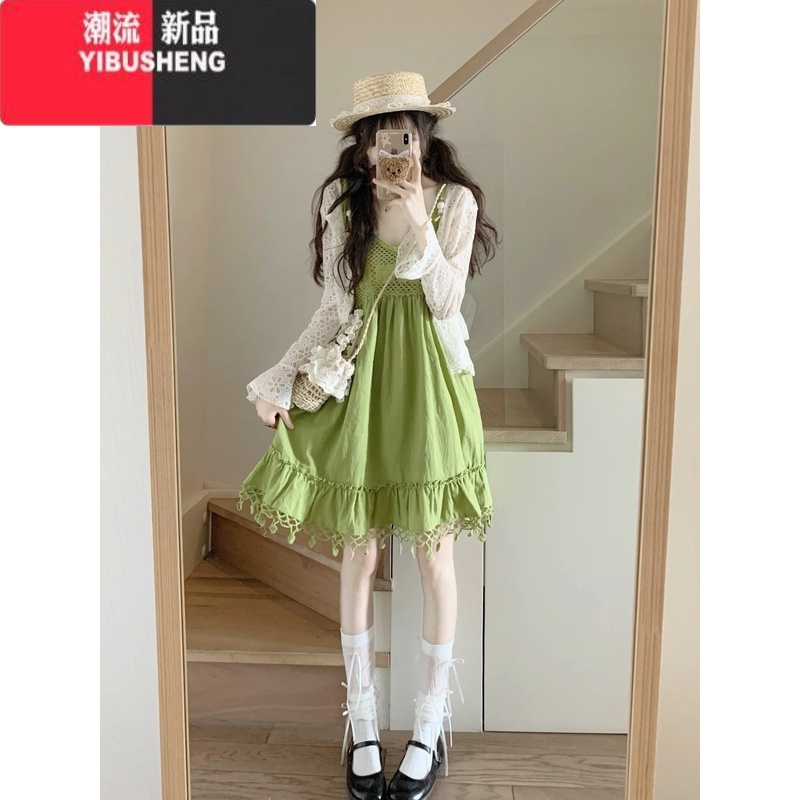 YIBUSHENG茶歇法式吊带连衣裙女季2024新款高级感气质海边度假小个子短衣高清大图