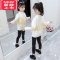 可莉允女童加绒毛衣冬装2022新款儿童加厚小女孩冬季内搭打底衫潮