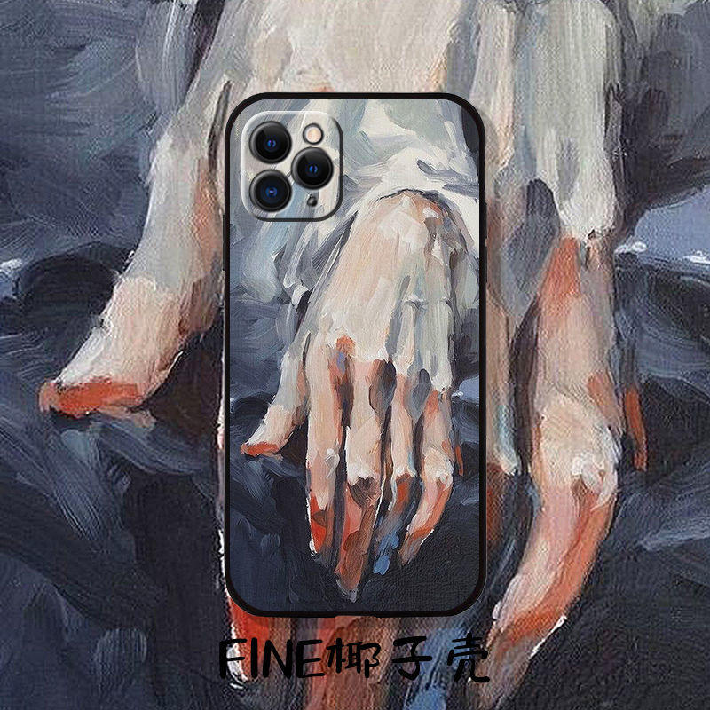 钢琴手指艺术油画手机壳vivos9畅享20苹果全包套华为OPPO小米透明 钢琴手指黑色软壳 各手机型号均有货/留言客