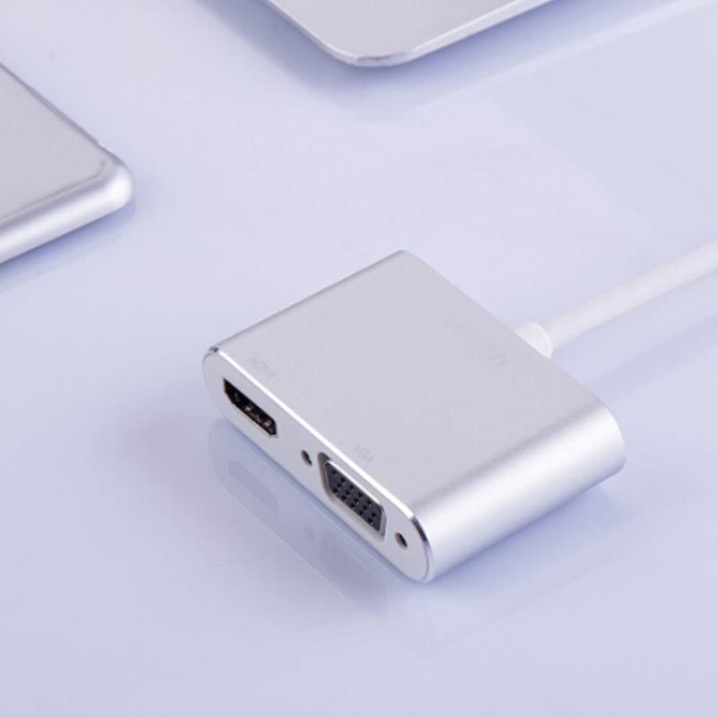得力(deli) 83301 Mini DP转HDMI/VGA二合一转换器高清转接头 单个装