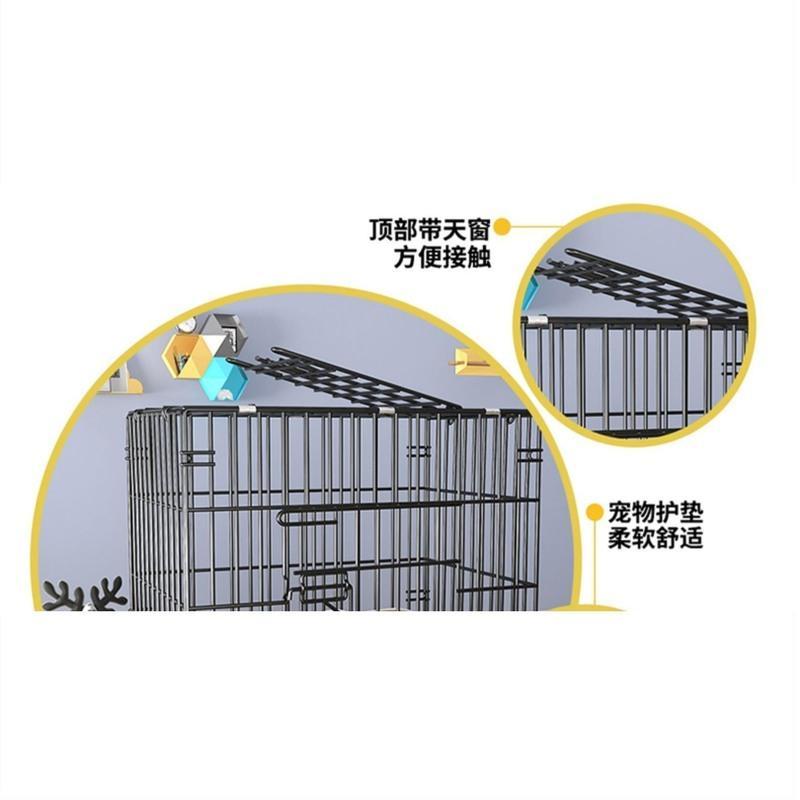 加粗黑色(简装版) S小型52*35*42cm 狗笼子泰迪小型犬中型犬大型犬带厕所宠物室内狗笼子猫笼子兔子笼