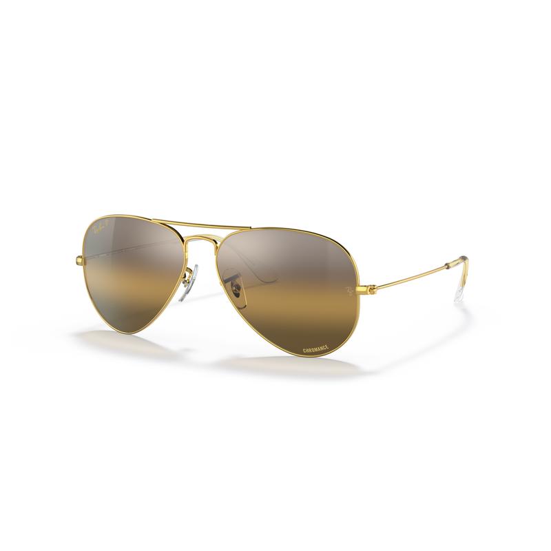 RayBan男款经典飞行员渐变反光蓝闪太阳镜商务休闲潮牌镜框 Gold_Silver/Brown_Chromance