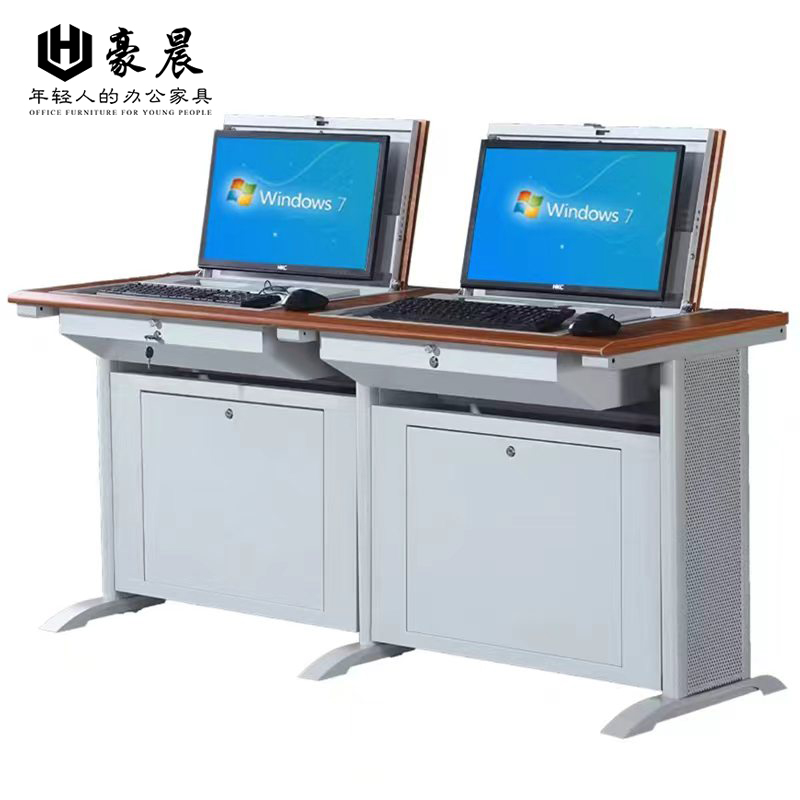 豪晨 翻转电脑桌电脑桌 双人位 1600*600*750mm 张高清大图