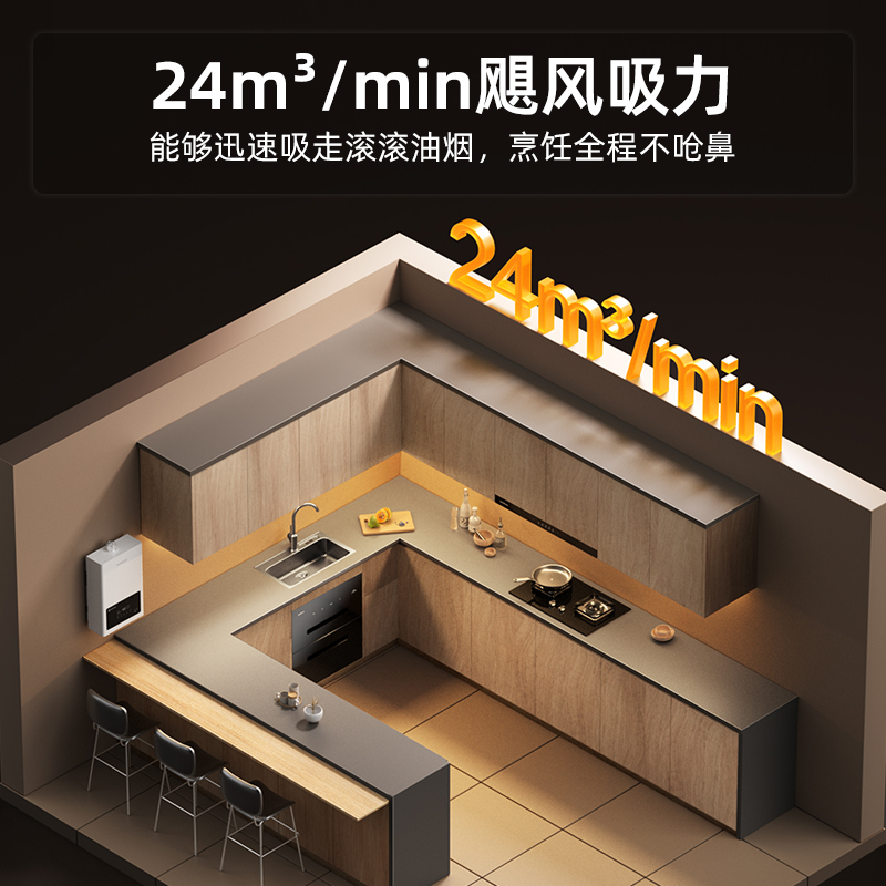 迅达Y3S顶吸式抽油烟机租房抽烟机厨房吸油烟机大吸力家用智能体感热交互热除油清清洗排油烟机官方旗舰店高清大图