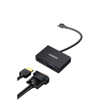 绿联 Type-C转HDMI+VGA转换器 黑色 50251 个