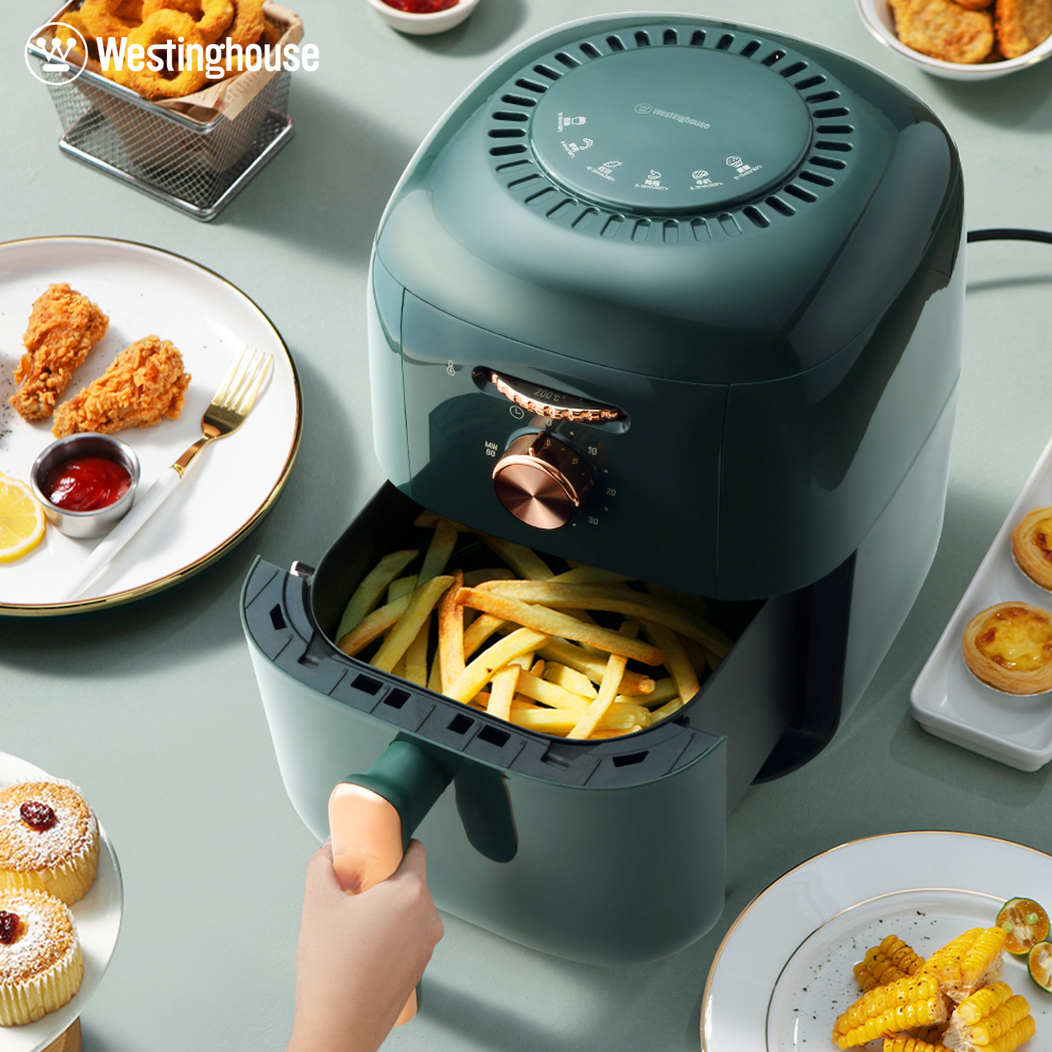 西屋(WESTINGHOUSE) 空气炸锅(墨绿色) WAF-LZ3504E高清大图