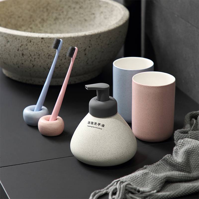 陶瓷卫浴五件套浴室用品套件卫生间洗漱套装 北欧起泡瓶大号500ML