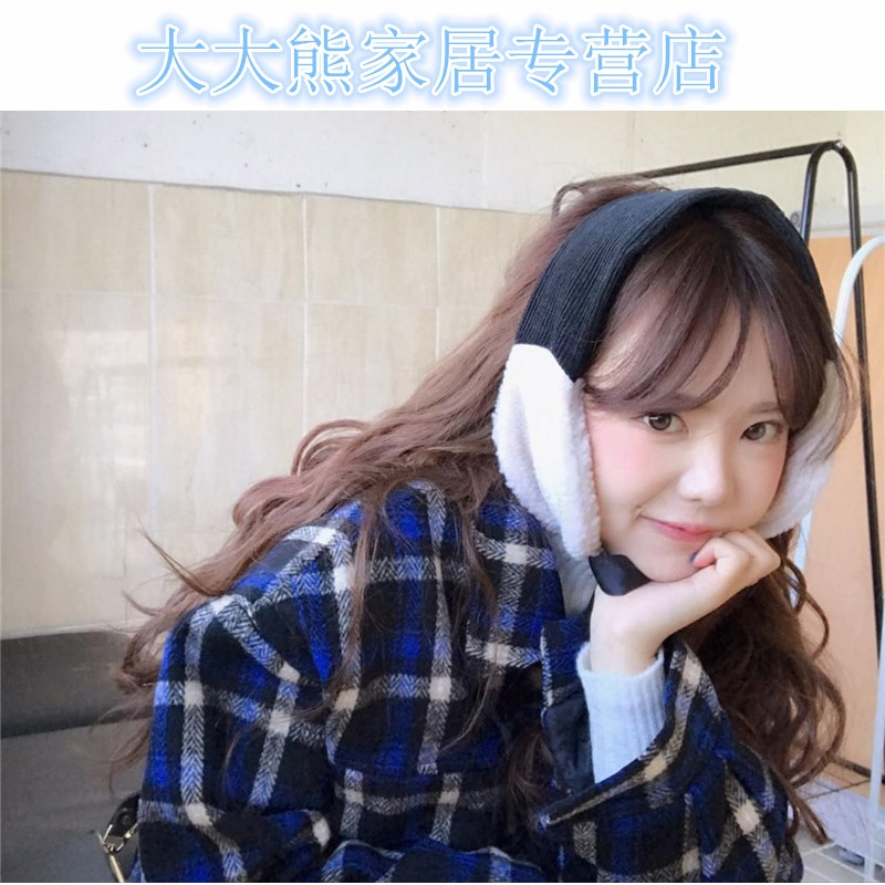 韩国风手工少女可爱甜美羊羔绒丝带系带护耳耳罩软妹保暖