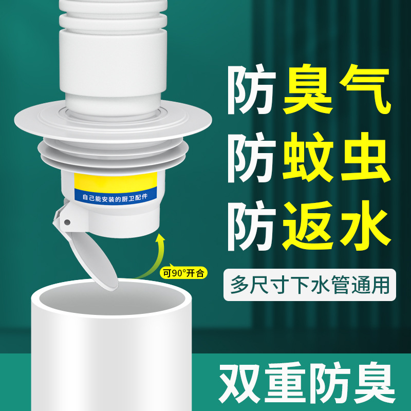 下水管管道封口盖洗手盆防臭塞厨房洗衣机洗脸池道堵口密封圈-适用【75/80mm】管道-防臭器升级版高清大图