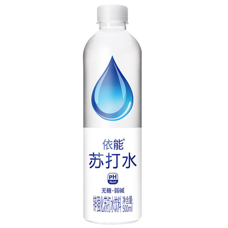 依能苏打水饮料无糖无汽弱碱饮用水苏打水锌强化500ml*12瓶