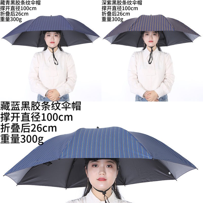 翊橙头盔伞带头上的伞帽头戴式遮阳钓鱼伞大号采茶斗笠雨伞帽斗篷头盔高清大图