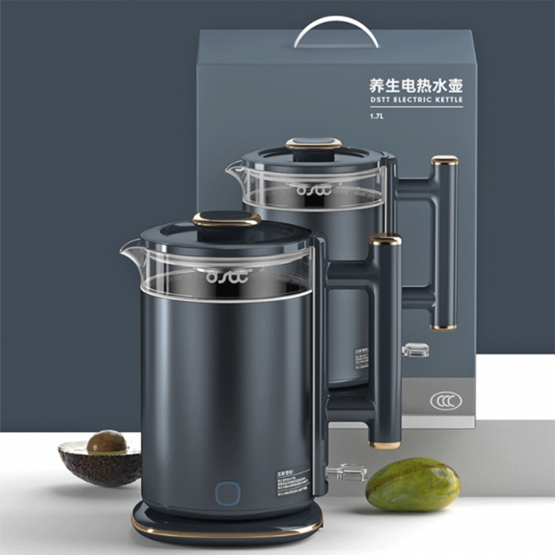 都市太太(DStt)彩钢养生电热水壶1.7升办公室小型全自动花茶壶家用多功能煮茶器 DSSH8001 深蓝色 单个价 默认 默认