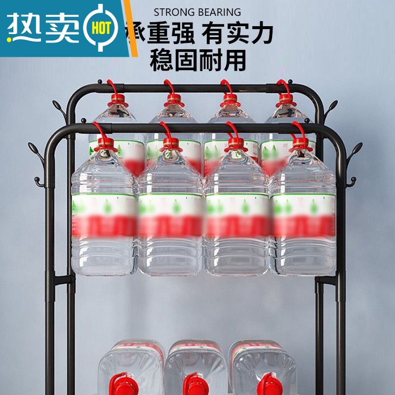 敬平衣帽架简易晾衣架落地室内家用卧室双杆式挂衣架子阳台衣服收纳架 110cm黑|双衣帽钩★特粗加厚高清大图