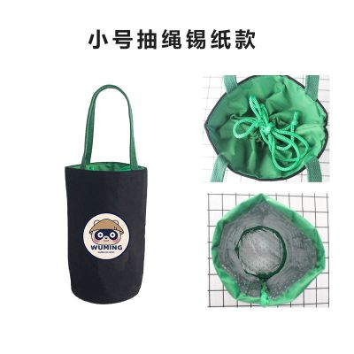 日式保温袋圆形铝箔加厚手提袋餐包饭盒袋手提包学生帆布袋便当袋 01小号