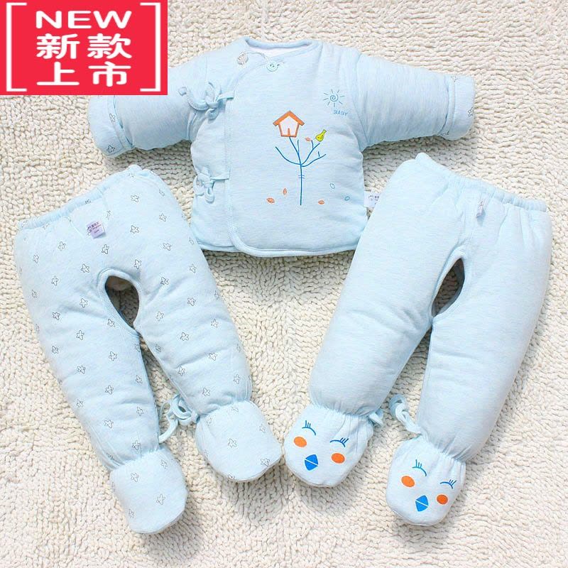 可莉允新生儿加厚棉衣三件套宝宝秋冬装棉服棉袄初生婴儿衣服外套装图片