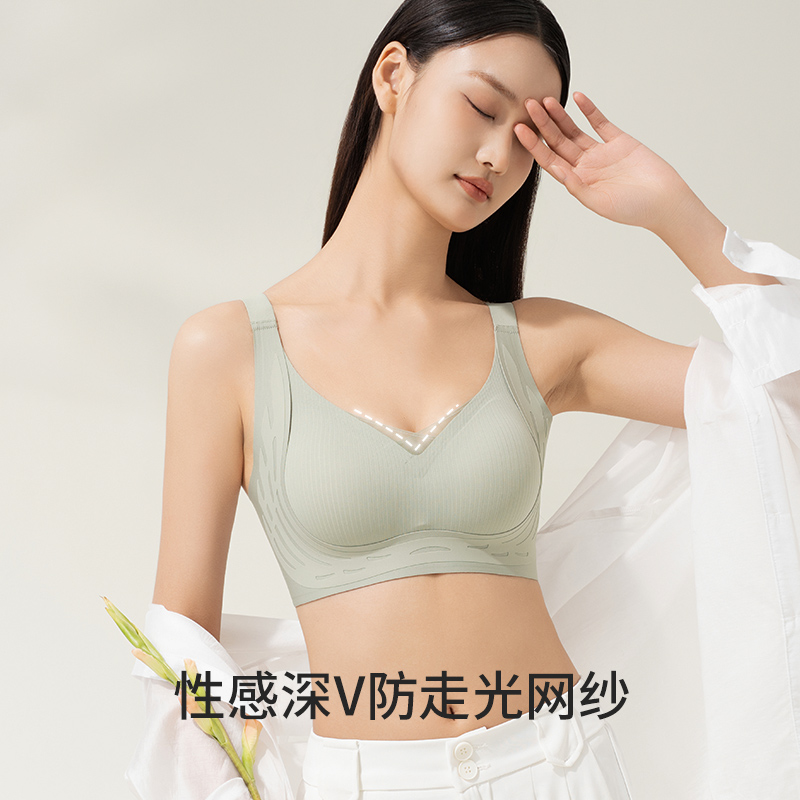 猫人内衣女小胸聚拢调整上托收副乳提拉防下垂无钢圈舒适无痕文胸高清大图