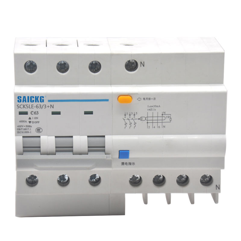 赛驰科技(SAICKG) SCK5LE-63/3+N 3P+N C63低压过载保护漏电开关(台)高清大图