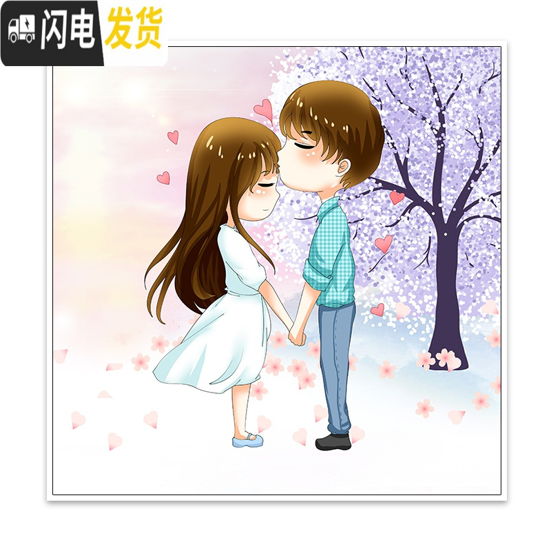 三维工匠满绣十字绣2019新款线绣小幅情侣结婚客厅爱情浪漫卧室自己 [满绣]60X60CM[丝线][中版][32种绣线]高清大图
