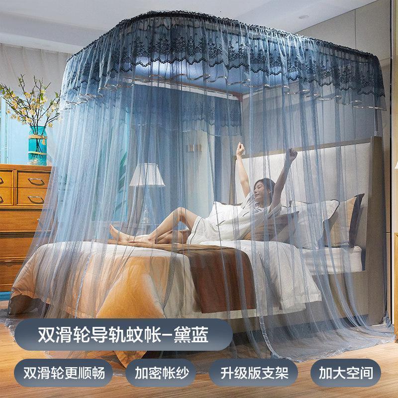家柏饰(CORATED)自动轨道伸缩蚊帐1.8m床家用2米公主风床幔u型导轨廷纹账欧式高清大图