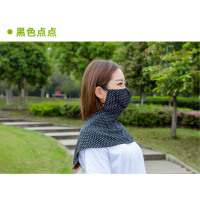 丛林狐 薄款遮阳口罩透气夏季加大护颈女士骑行防尘防护遮阳面罩 黑色点点