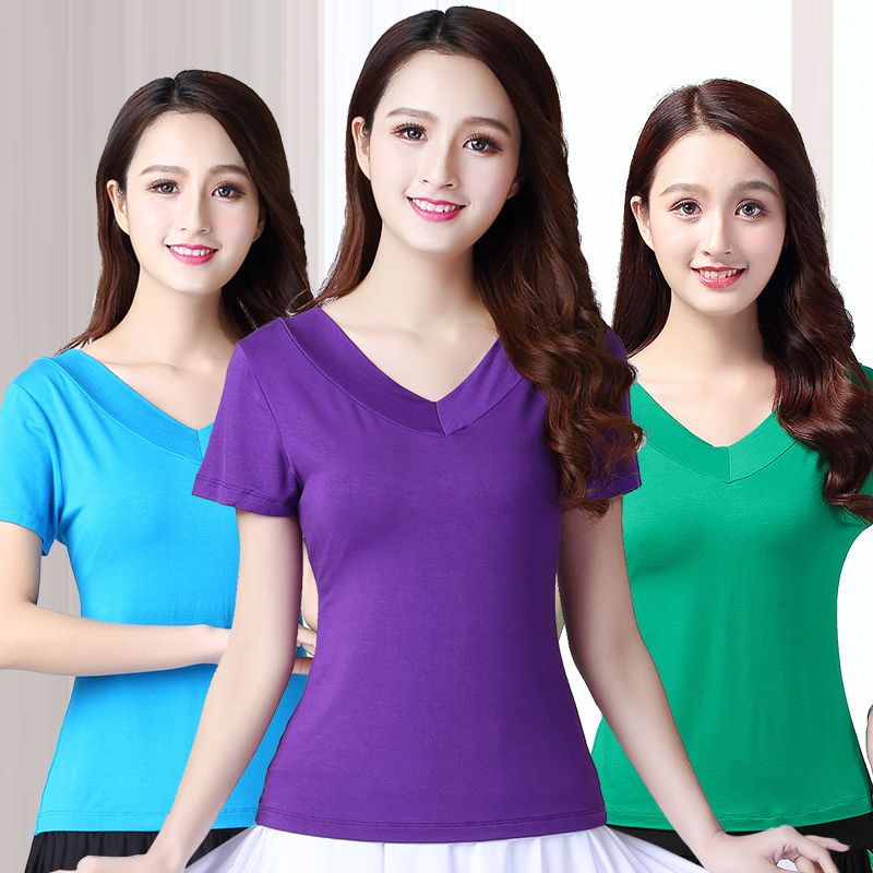2021广场舞服装新款舞蹈上衣短袖女跳舞衣服中老年练功服夏季舞衣
