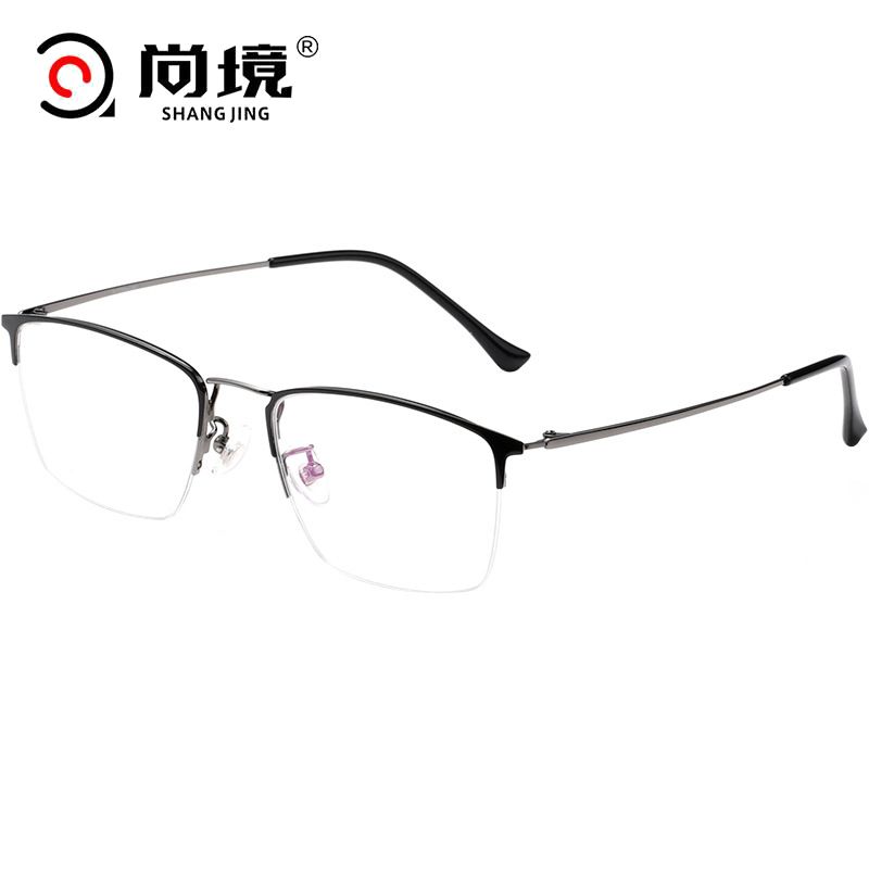 【顺丰】尚境新款钛合金眼镜框 男士复古时尚半框眼镜架商务光学防蓝光眼镜可配近视散光眼镜高清大图