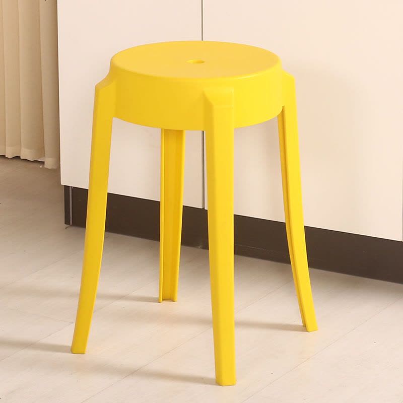 家用塑料凳子创意椅子板凳加厚圆凳成人高凳经济型简约现代餐桌凳 黄色查尔斯 两把起拍谢谢 此为一把价图片