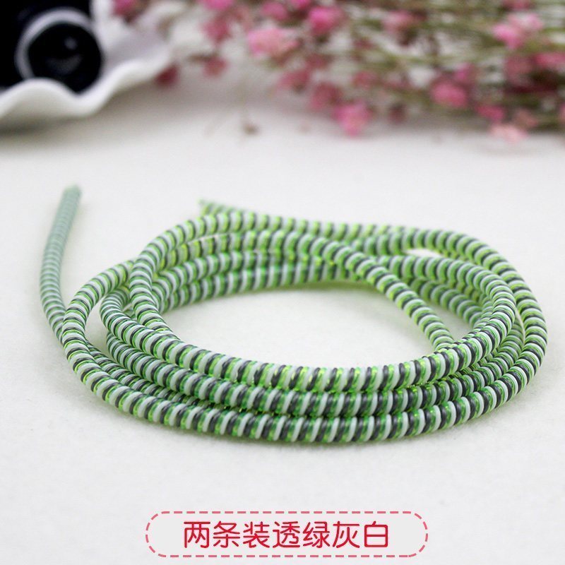 家柏饰(CORATED)耳机保护绳充电器保护线苹果安卓手机保护套耳机弹簧缠绕线器 1.1米透绿灰白【两条装】