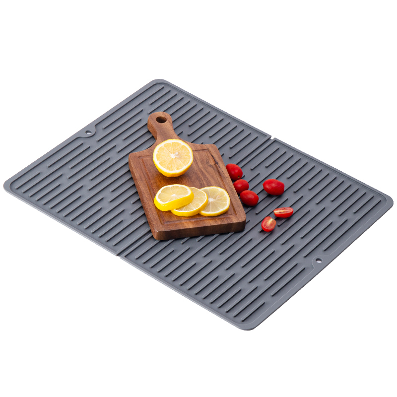 灰色(加厚优质品) 50*40*0.5cm 可折叠加厚隔热垫防滑沥水垫厨房硅胶台面垫餐桌防烫垫耐热锅垫