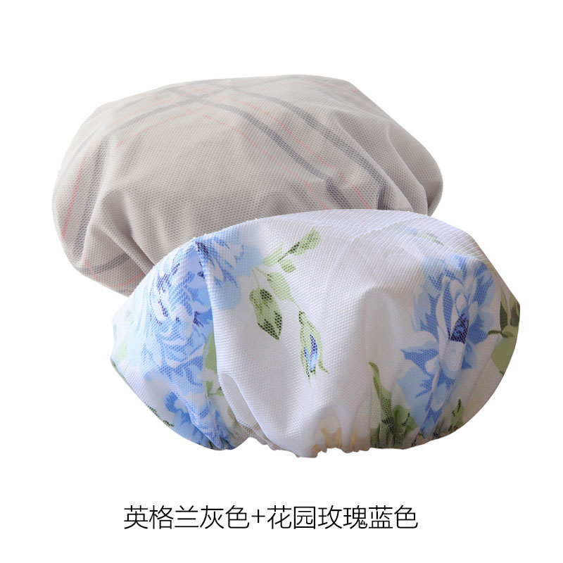 浴帽女士防水淋浴帽子成人洗澡头套沐浴发套防油烟发帽 三维工匠 玫瑰蓝+英格兰灰高清大图