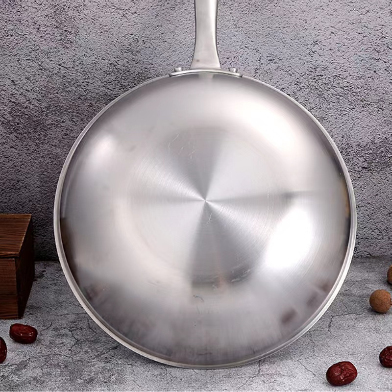 蓝钻钛锅纯钛炒锅不易粘锅无涂层轻便平底炒菜锅燃气灶厨具