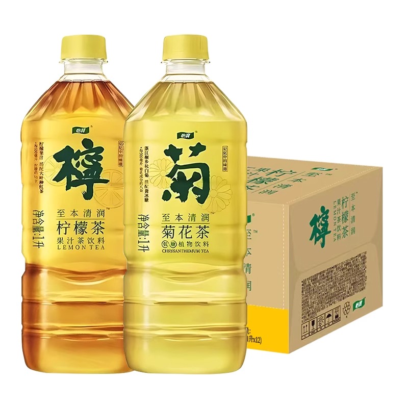 怡宝菊花茶柠檬茶1L*12瓶整箱至本清润植物饮料夏日清凉解腻饮品高清大图