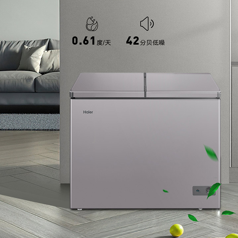 海尔(Haier)冰柜双温家用双箱双温区两用冷藏冷冻柜卧式柜商用 241升双门双温区FCD-241LHSPC
