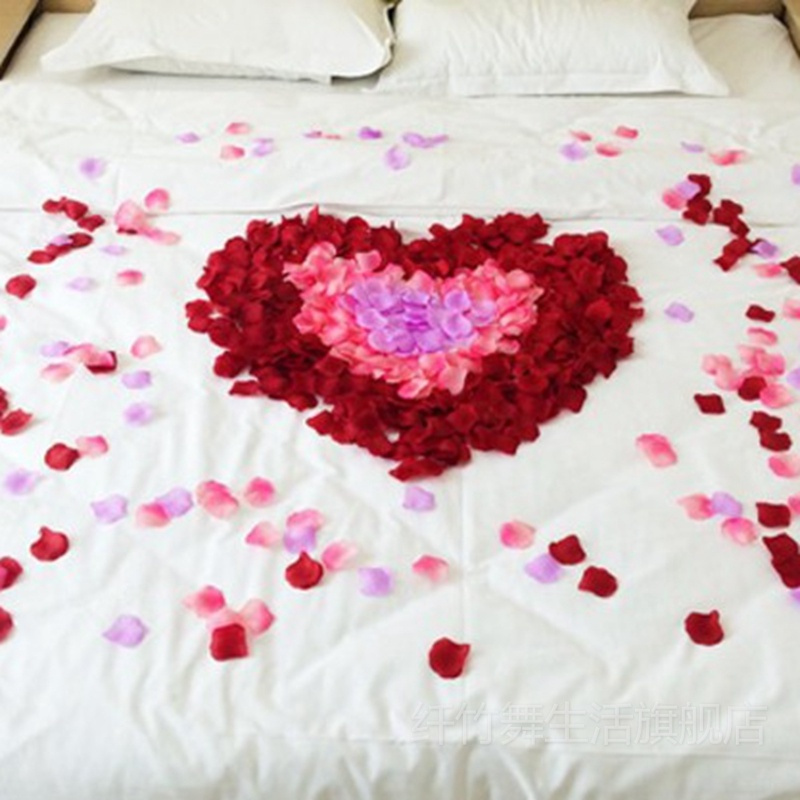 f婚庆用品仿真玫瑰花瓣床撒花场景婚礼婚房装饰情人节布置