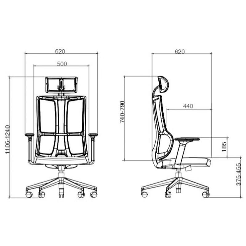 圣斯顿SU-051A 办公椅网椅含头枕620*620*1105-1240mm(单位:张)黑色高清大图