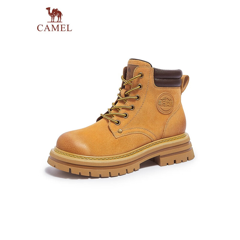 骆驼(CAMEL)女式户外马丁靴L23W013156 土黄 38