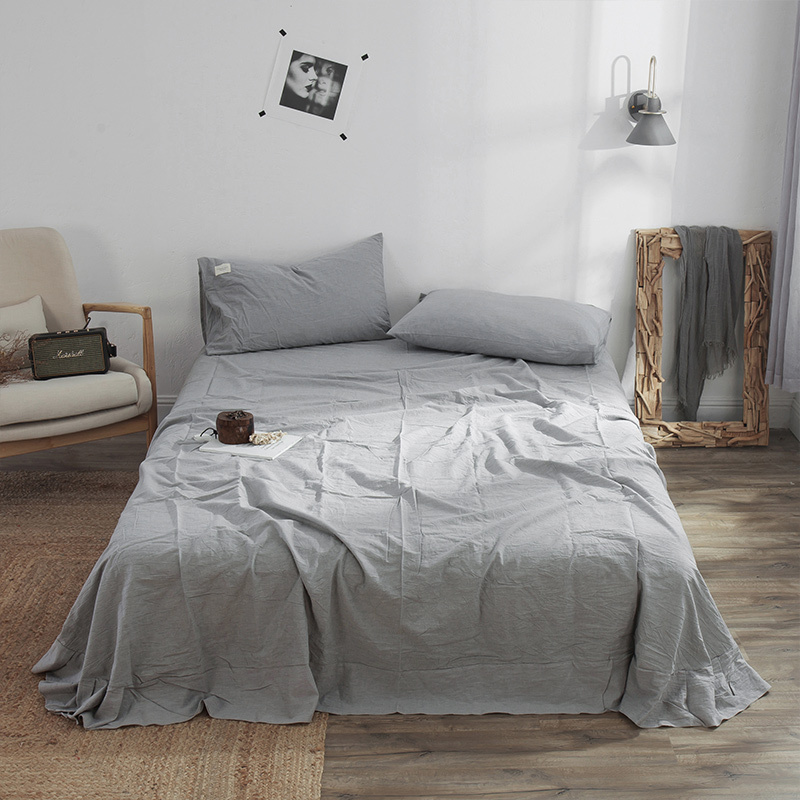 美帮汇水洗棉色床单单件宿舍单人全棉被单1.2m/1.5/1.8/2.0双人全棉布 冰山灰 200x230cm(1.5m床适用)