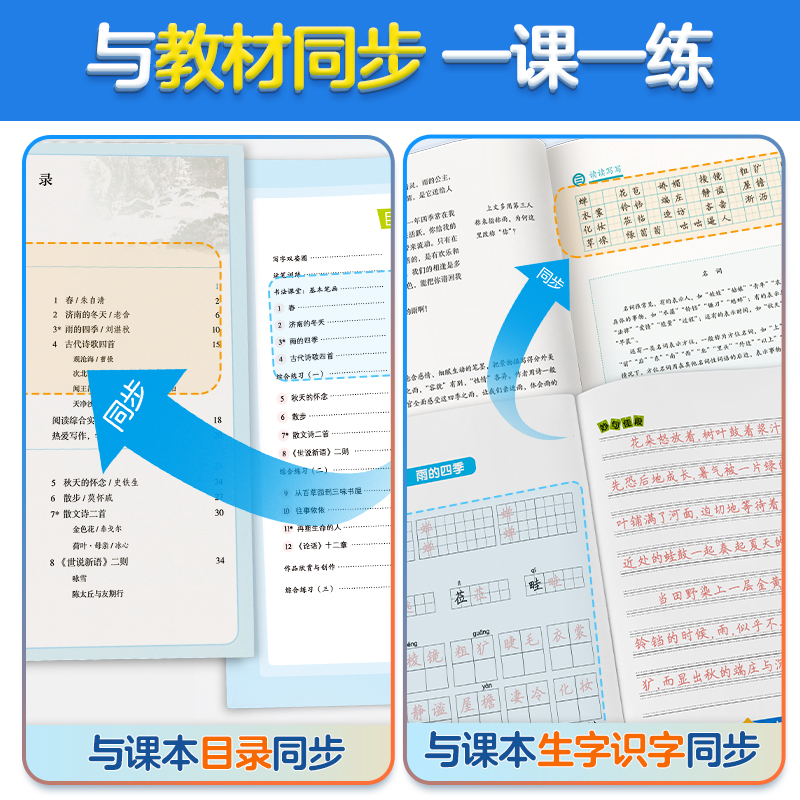 [语文+英语]八年级上册 [正版]七年级上册练字帖八九年级下册人教版语文英语衡水体同步练字帖初中生练字正楷书硬笔钢笔临摹高清大图
